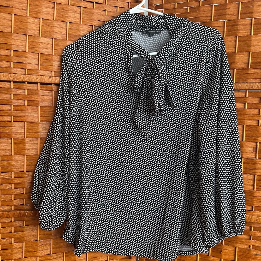 Adrianna Papell Black and White Polka Dot Blouse